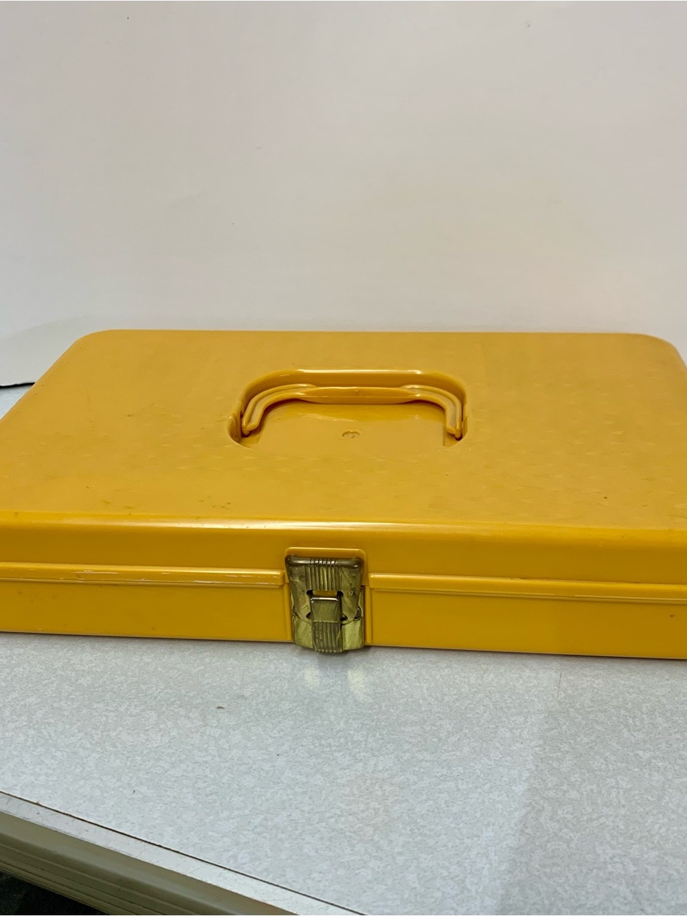 Vintage 70s Wilson Wil-Hold Yellow Plastic Sewing Thread Box & Bobbin Case Organ